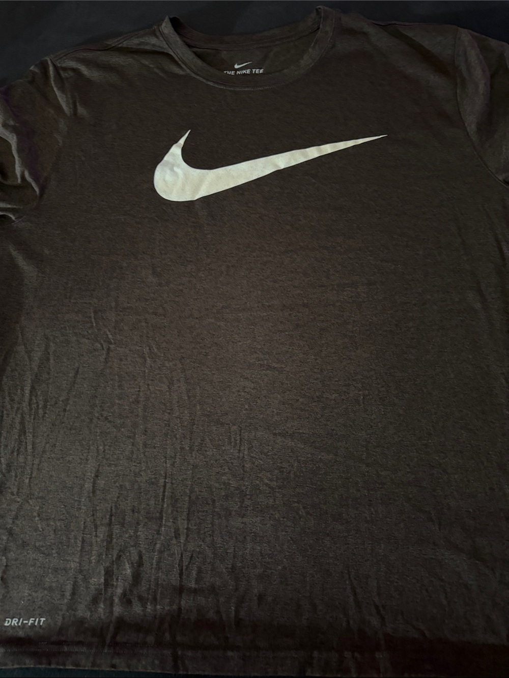 Nike Dark brown dri for Short Sleeve Tee with White Swoosh